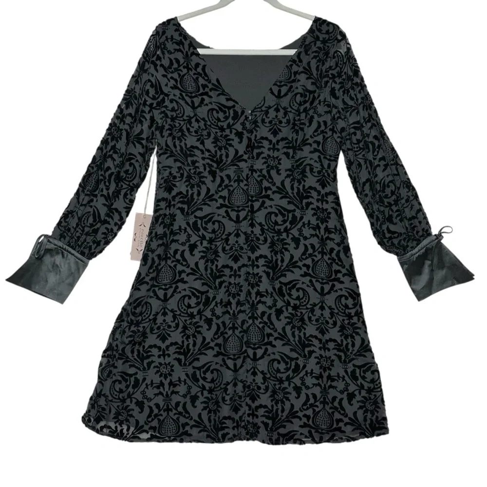 Nanette Nanette Lepore 10 NWT Black Burnout Velvet Dress Witchy Goth Whimsigoth